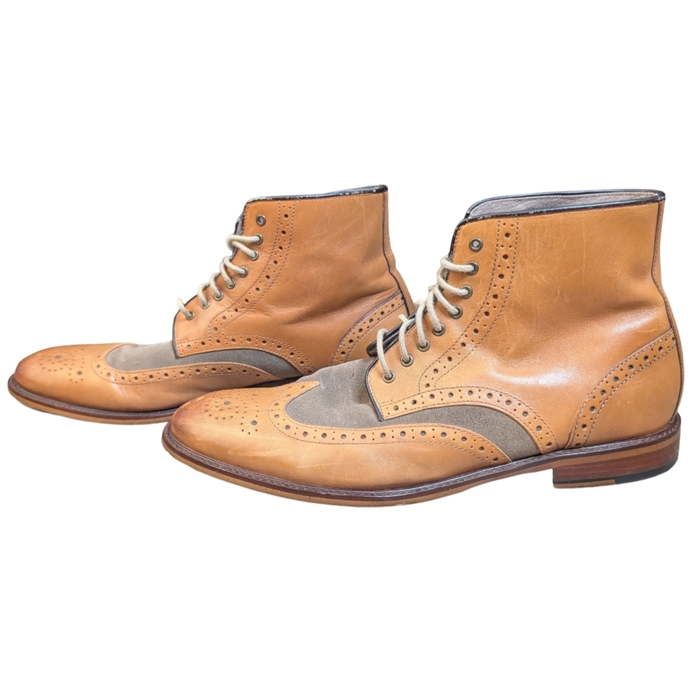 Joseph Abboud Tan Wingtip Ankle Boots 10.5 - Picture 8 of 14